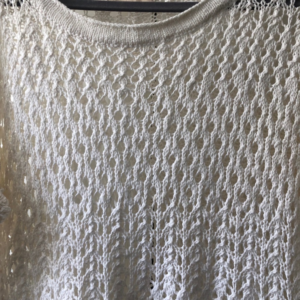 Hollister Womens Cream White Open Knit Crochet Sweater Long Sleeve Size M - Picture 4 of 9